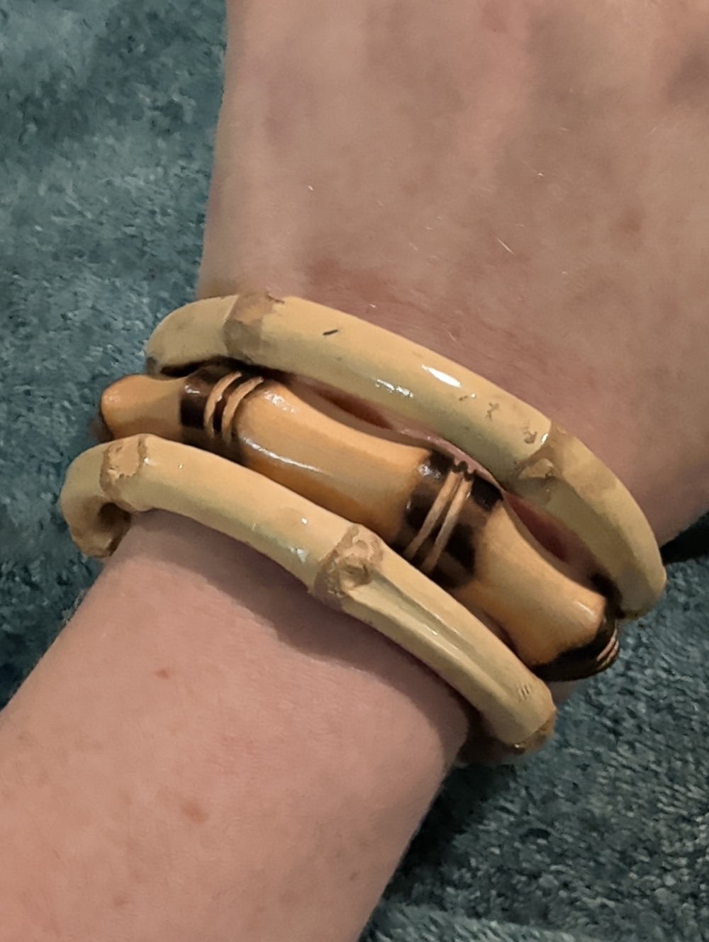 Vintage BambooCream Bangle Bracelet Set